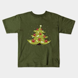 Cat Christmas Tree With Fish Ornaments Kids T-Shirt